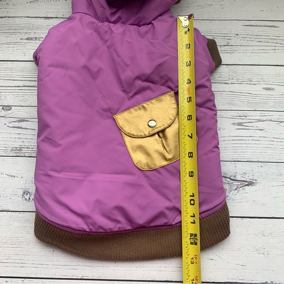 Dog coat for small dogs - purple and brown with hood - Picture 4 of 6
